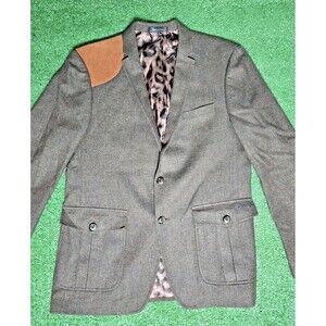 Topman M151 Slim Fit Blazer Jacket Double Button Brown Wool Blend (Men's Large)